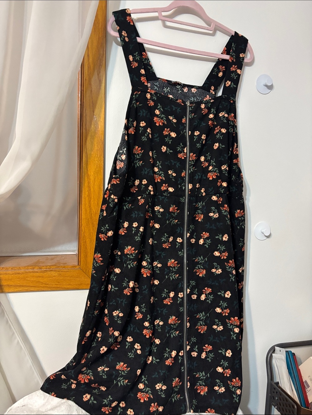 BloomChic Black Midi Dress with Orange Floral Print